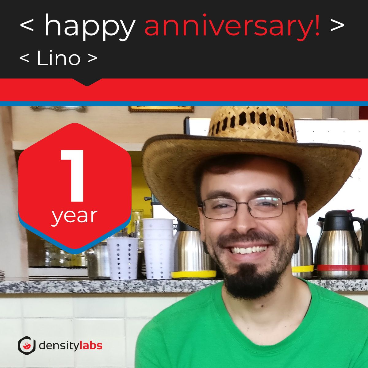 densitylabs's tweet photo. Un año de ser parte de la familia.
¡Muchas felicidades Lino!
#DensityLabs https://t.co/RvBAaG2nHd