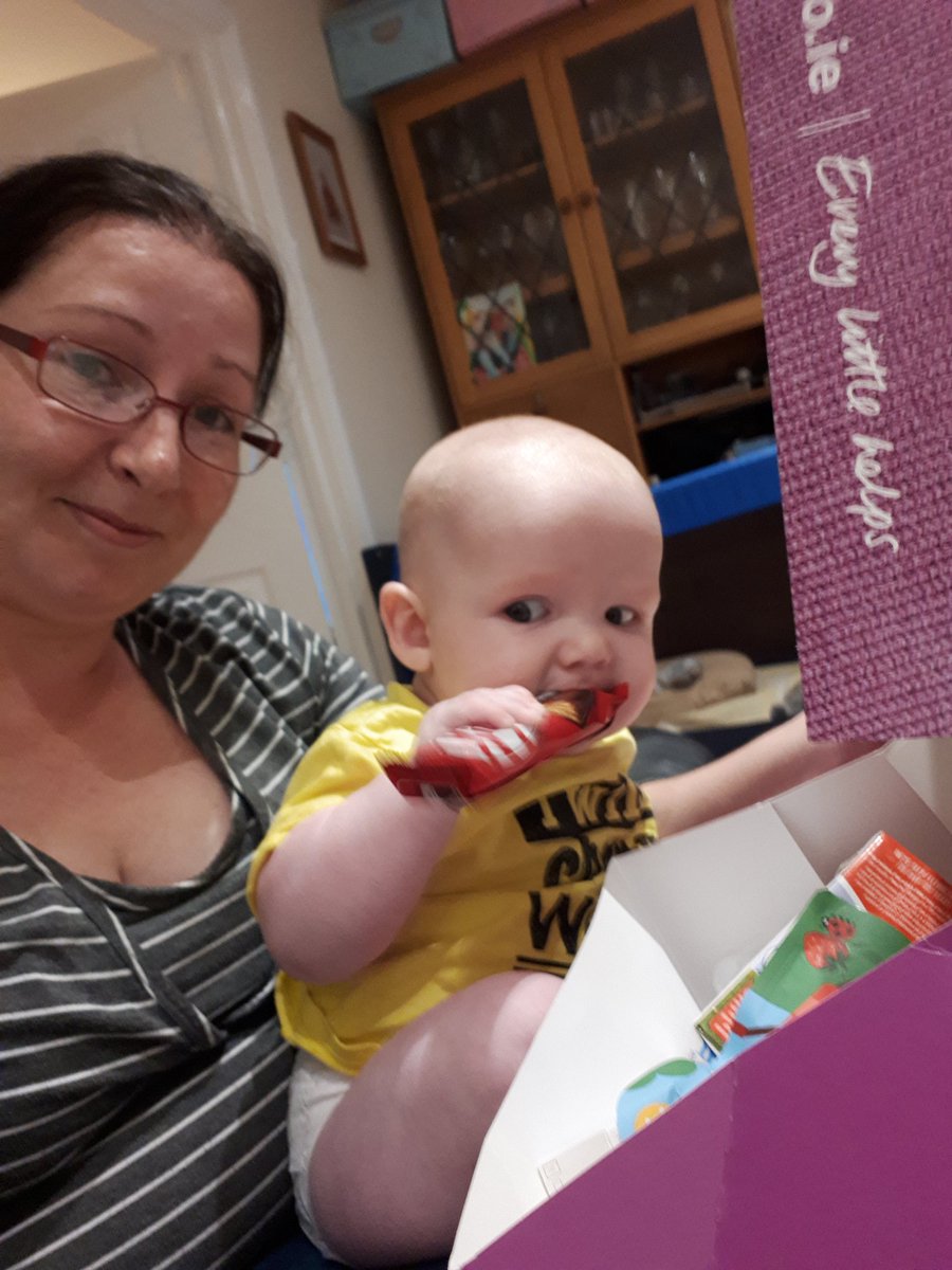 Lollypopalop's tweet photo. Thanks a mil @TescoIrl for the #tescobabyevent sample box. Henry wasn't too pleased when I told him the Kit Kat was for mama!!! https://t.co/o7d3QsjSu6