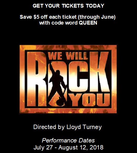RCP_Theater's tweet photo. Did you know that RCP always offers last minutes seats to TEENS for $10?  Just say "CAN I GET A LAST MINUTE TEEN TICKET" at the ticket counter! 
#WeWillRockYou #SummerMusical https://t.co/OUgkokjcAc