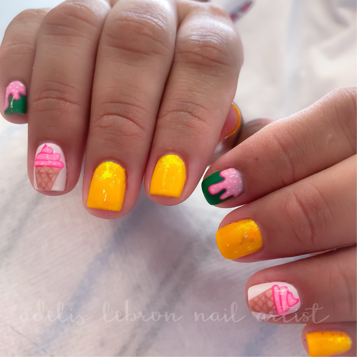 Adeliss's tweet photo. Ice cream nails! https://t.co/R7UHmkC3pM