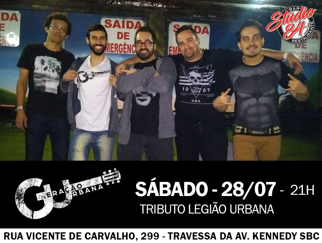 Studio84Rock's tweet image. HOJE tem GERAÇÃO URBANA no Studio 84!
Com tributo especial a um dos maiores cantores da nossa história.
Vem pro Studio! Drinks e porções deliciosas com um preço maravilhoso ;)
#LegiãoUrbana #Studio84 #Sábado #GeraçãoUrbana #Tributo
