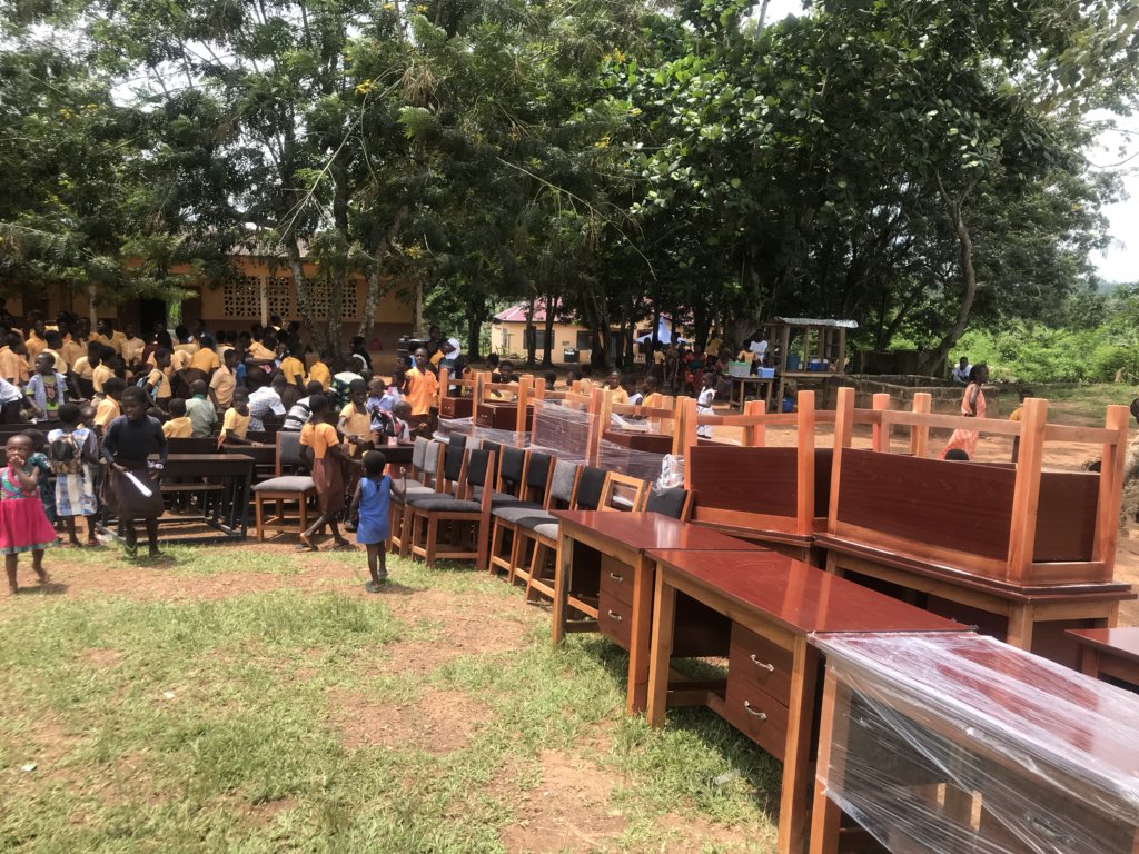 NtimFordjour's tweet photo. Dual desks and Teachers furniture donated to ensure all 1,500 pupils and teachers of Assin Kruwa Basic School & Ochiso Basic School, have decent seats for quality teaching and learning #iServeMyPeople #iRepJesus https://t.co/9iFNc6wGHw