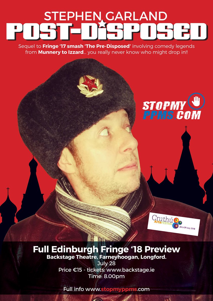 The stage is set. And so is Stephen! Join us tonight at 8pm in Backstage Theatre for the official Edinburgh Fringe preview of Post - Disposed. Stephen's new show promises to enlighten, inspire and entertain - a night not to be missed. Here's to good health and great craic!