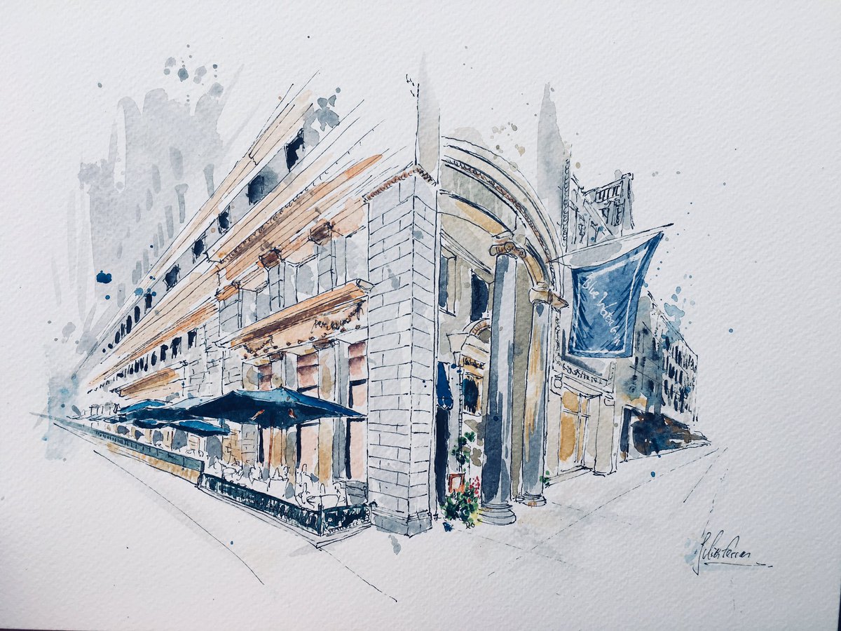 julien_ferran's tweet photo. One of the illustrations I've been comissionned for --> 
"The Blue Water Grill" - NY Manhattan https://t.co/imQPhqTv9j