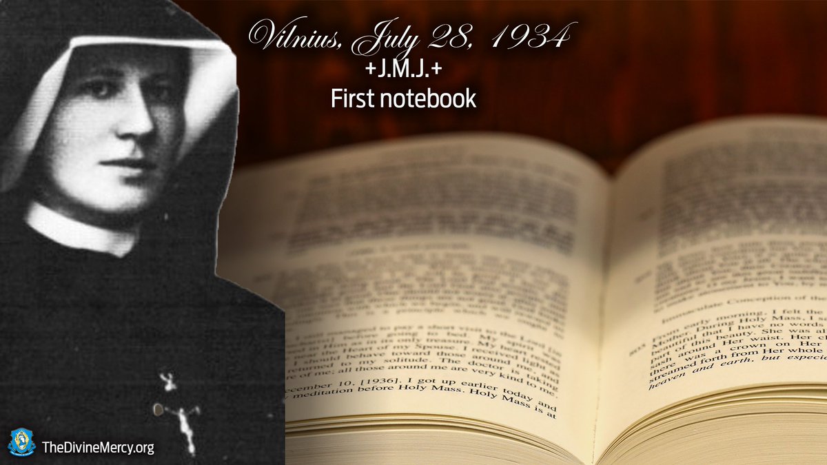 DivineMercy's tweet photo. 84 years ago today, St. Faustina began writing her Diary again after having burned her first Diary after being tricked by Satan. God's mercy endures forever! #WeekendMercy https://t.co/KJEG6lbgmE