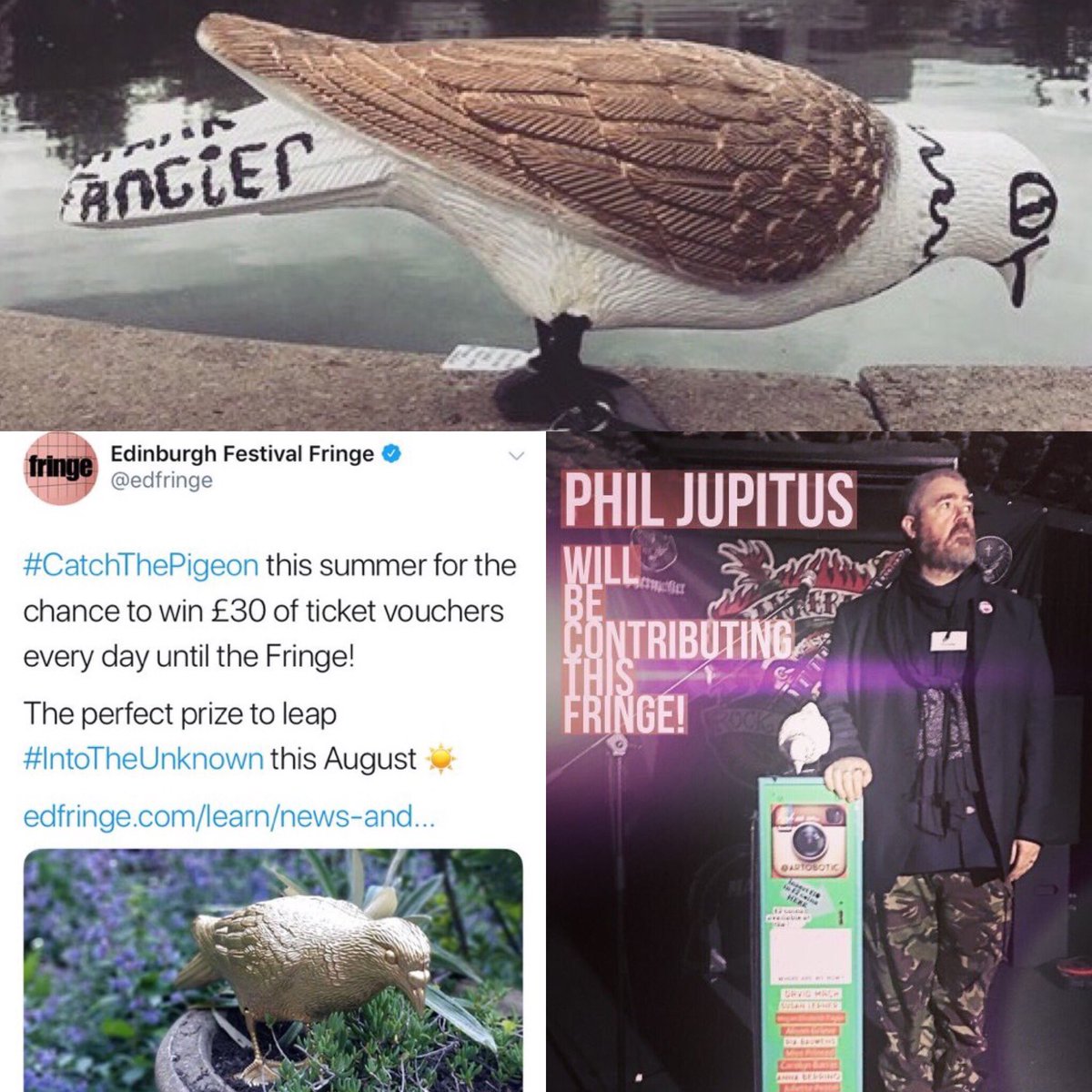 artobotics's tweet photo. Have #EdFringe copied @artobotics artist @FrankFancier ? Please share @TheScotsman @celiebyrne @STVNews #infringe #catchthepigeon #art #EdFringe18 https://t.co/EH5hQwaGw0