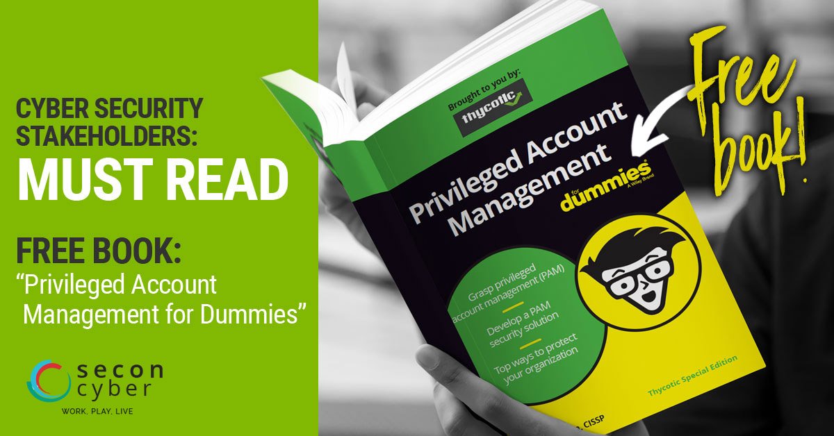 SeconCyber's tweet photo. The threat of a privileged account being exploited is huge, but it’s also remarkably complex. Download Privileged Account Management For Dummies – @Thycotic Special Edition to get practical tips about Privileged Account Management. https://t.co/mFlXMs3RMK
#Cyber #ThycoticSocial https://t.co/zks5I9RzUP