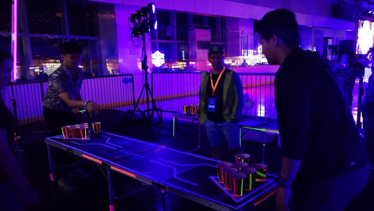 smskating's tweet photo. Neon Air Hockey or Fear Pong? We say both! Everyone's enjoying the activities here at the #IcePartyatSMSkating https://t.co/5k03Evb3oi