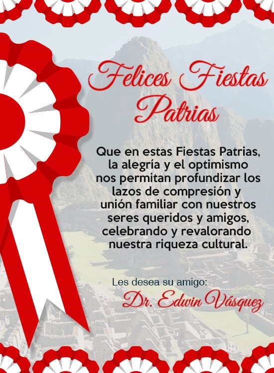 CapilarCenter's tweet image. 🇵🇪️¡Felices Fiestas Patrias!🇵🇪 les desea a todos y todas ustedes el Dr. Edwin Vásquez y el equipo completo de la Clínica Saint Paul.