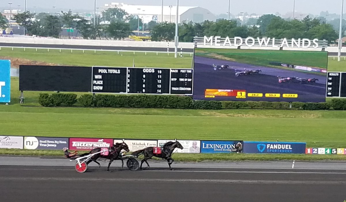 Lazarus <a href="/Gingras3/">Yannick Gingras</a> <a href="/JimmyTakter/">Jimmy Takter</a> <a href="/TaylorMadeSales/">Taylor Made Farm</a> followed Lather Up 28.1, 55.3 popped out,  went by at three quarters of 1:23 then held off the re-rally by that rival in 1:48.3. Last  Q 25.3. WoW. <a href="/TheMeadowlands/">Meadowlands Racing</a> #horseracing