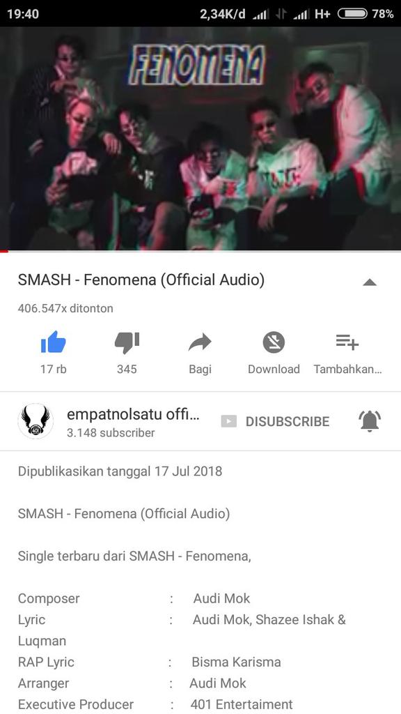HastagESBE's tweet photo. 400k tetap streaming terus yah sampai mv turun :) @label401 #SMASHISBACK #FENOMENASMASH https://t.co/4NKAonqaU2