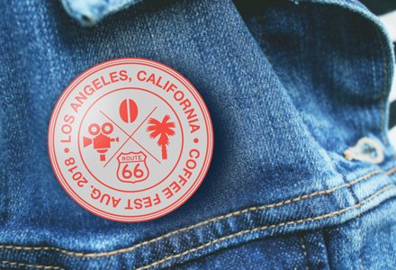 CoffeeFestShow's tweet photo. Free swag? Yes, please! The first 1500 people who check in will receive this free commemorative Coffee Fest LA pin. When they're gone, they're gone! Thanks to our friends at Your Brand Café for their LA design! #coffeefest #coffeefestla #coffeefestlosangeles #lacoffee #laroasters https://t.co/4UYC4L3Esz