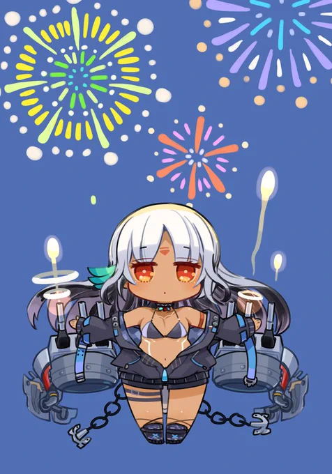 主砲で遊ぶマサチューセッツ。真上に打ち上げる砲撃、敵がたまに撃っていてあれいいなーと思っていたので、使えるキャラが出てきて嬉しい。 
