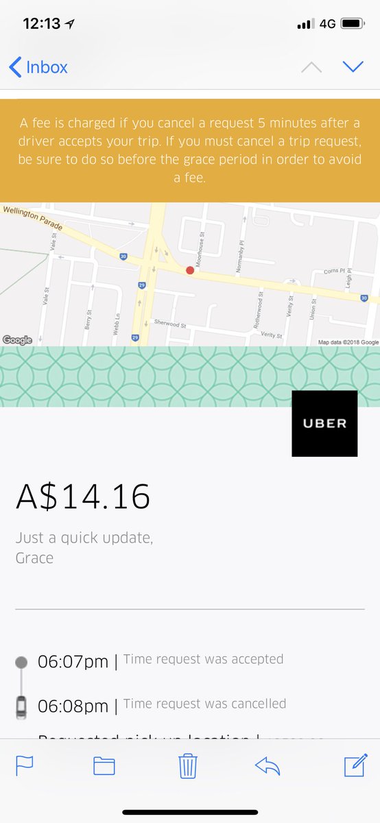 graciesmeaton's tweet photo. @Uber_Support why have I been charged for an Uber I NEVER ORDERED!!!! and the email states i have 5 minutes to cancel (not that i did) and it says it was cancelled within 1 minute? You need to stop charging my card for things i didn’t do.. https://t.co/KmVr7D3Rer