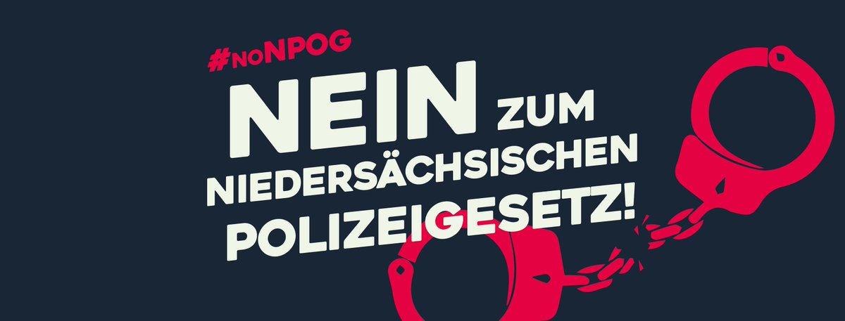 Kommt am 08.09. zur Großdemo gegen das geplante niedersächsische Polizeigesetz nach #Hannover! #noNPOG 
Alle Infos: <a href="/NoPolGNDS/">#noNPOG Nein zum PolG NDS!</a>; facebook.com/noNPOG/ &amp; nonpog.de!