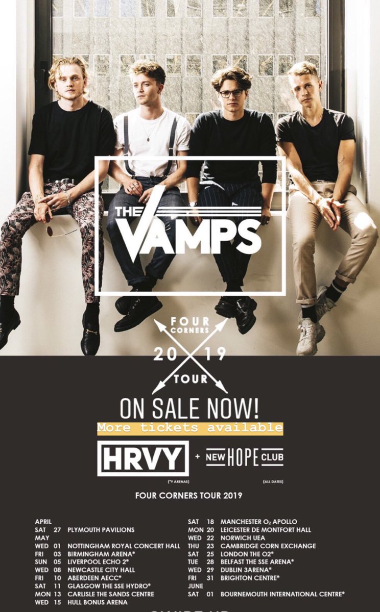 TheVampsTristan's tweet photo. Just woke up and the FOUR CORNER TOUR is OFFICIALLY on sale! See you there! https://t.co/3CUCvp27N2 https://t.co/ijREc3UdHn