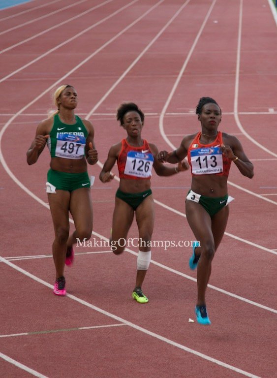 MakingOfChamps's tweet photo. Four years ago, Blessing Okagbare-Ighoteguonor won the women's 100m title with a then Championship Record of 11.00s. Murielle Ahouré finished 2nd in 11.03s and Marie-Josée Ta Lou was 3rd in 11.20s #AfricanChamps #Marrakech2014Recap #Asaba2018 #Nigeria https://t.co/LUAipW4YNZ