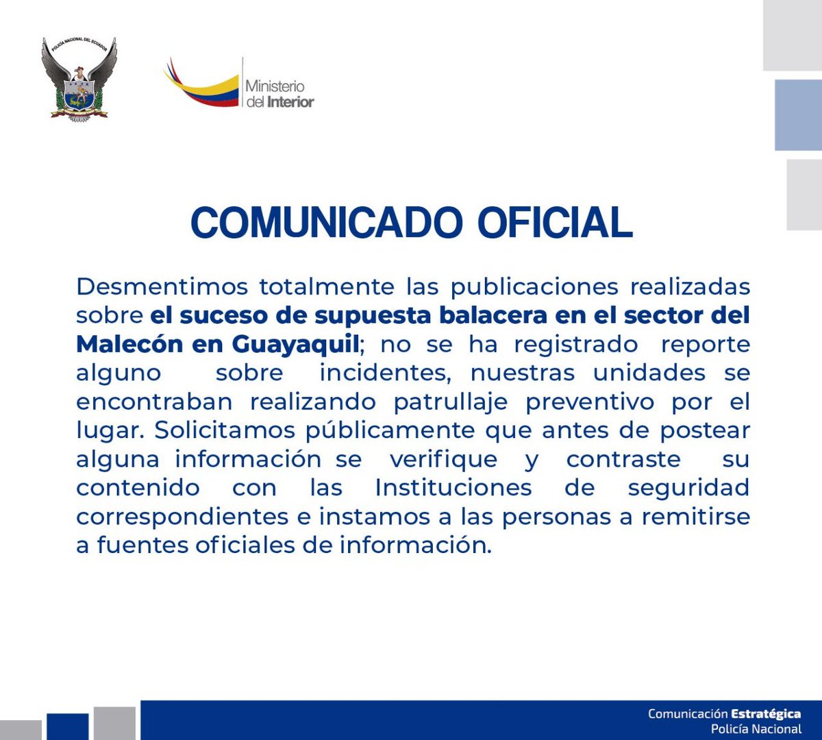 Policia Ecuador S Tweet Comunicado Ante Publicacion Que