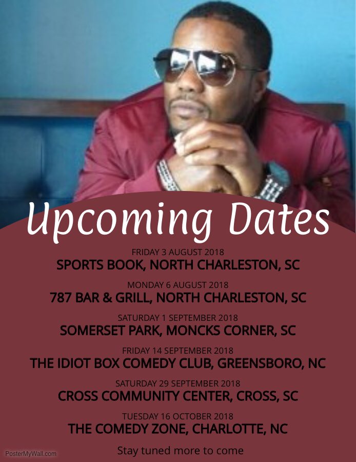 AntwayneMikell's tweet photo. New Dates added. More to come. Stay tuned for all new funny. Dez jokes I got stupid for real. #ComedianAntwayneMikell #comedylife https://t.co/IEhzXGWSXe