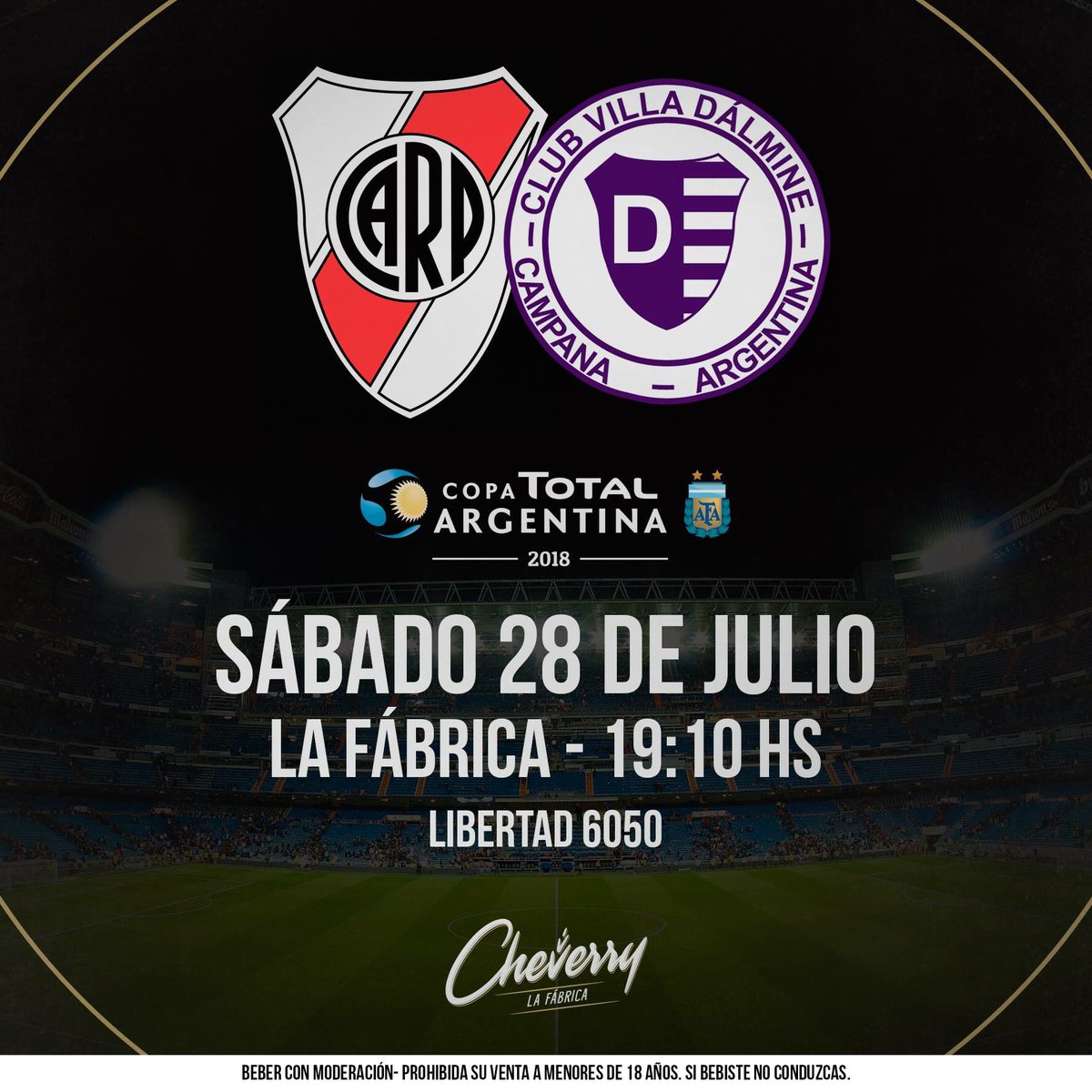 River vs. Villa Dálmine por la Copa Argentina!

Te esperamos a partir de las 17hs en Libertad 6050 para disfrutar del partido en Pantalla Gigante acompañado de una Cerveza Artesanal! 🍻