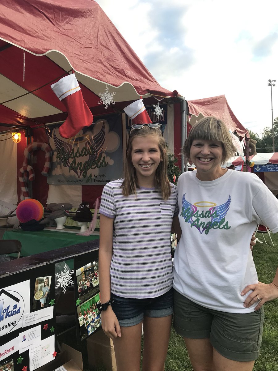 AmyGoohsHard's tweet photo. @Sharonfest2017 @sharonvilleohio Thank you to all who helped us run our #AlyssasAngels’ booth at #Sharonfest last night! And thanks to our friends, family, and community for your generous support! #PartywithaPurpose #AlyssasAngels #Arthritis #ArthritisFoundation #StrongerthanJA https://t.co/H6l4ocPSpv
