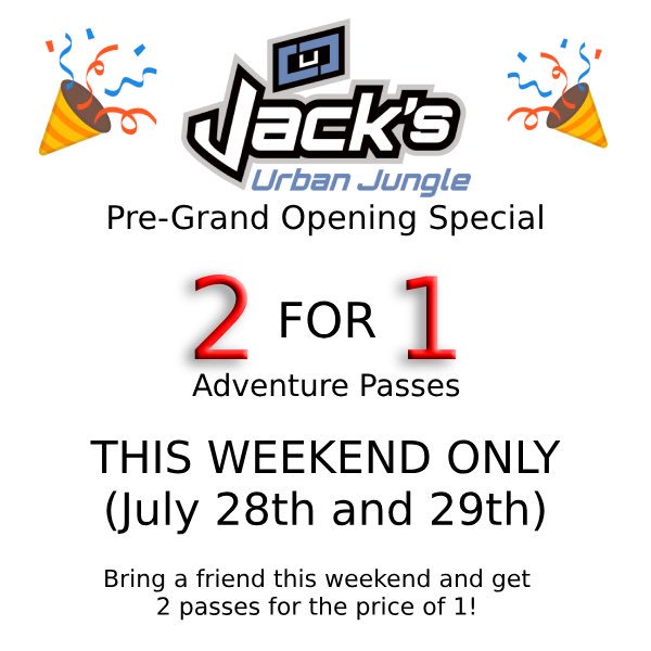 JacksUrbanJungl's tweet photo. This weekend only buy one regular pass and  get a second one free!!! https://t.co/4f17Vjeuft