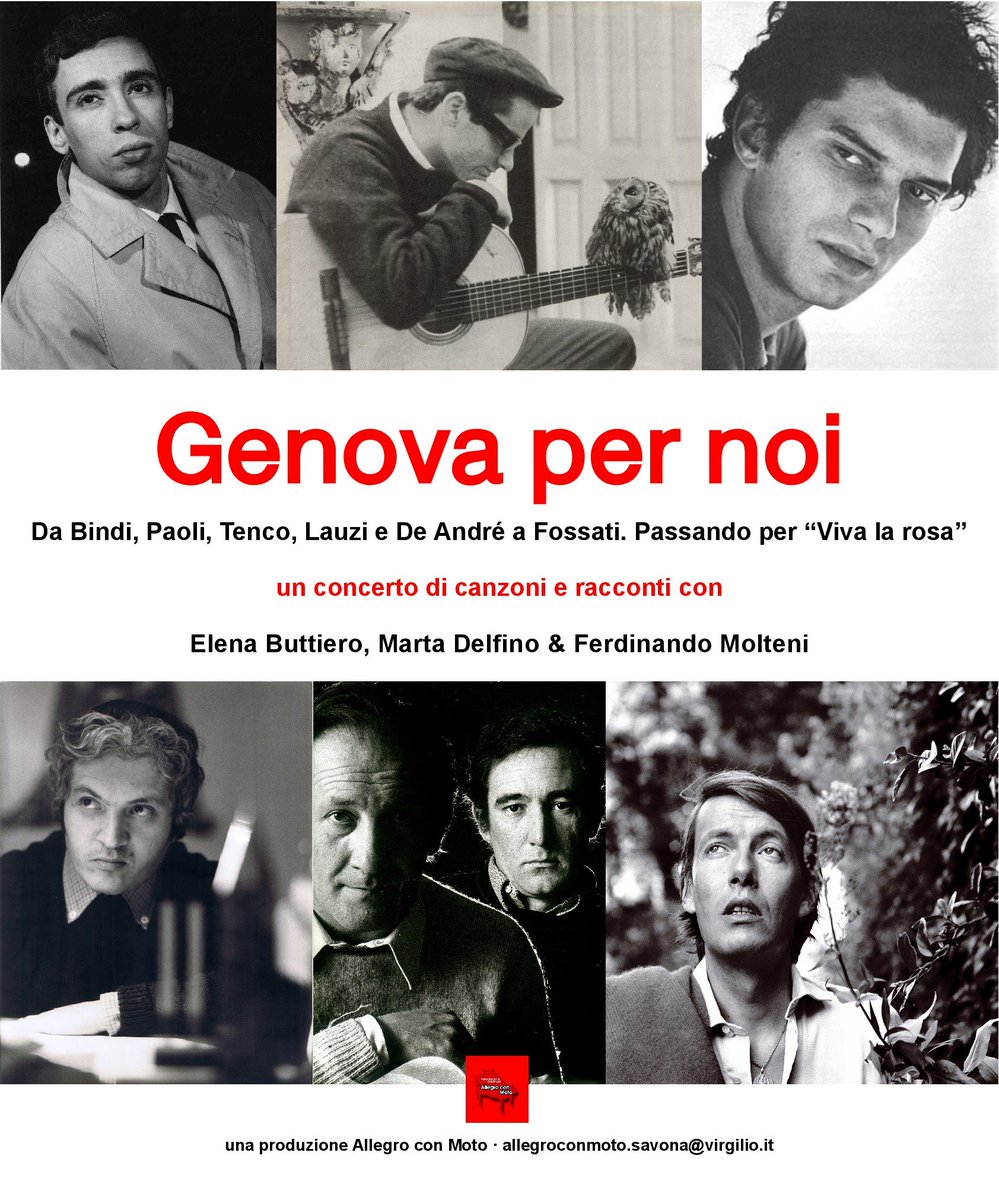 Domenica 28 alle 11 'Genova per noi' nel parco della Tesoriera a Torino @elzeviro2011 @EnricoCaiano @FCosatti  @GeosNewsTO @ItnewsTO @LaVoceRedazione @MUSICtheCity @newspettacolo @nuovasocieta 
@PentesileaTo @radio_110 @radioohm @silvia_lanza @Threesixty_PR #Tenco #DeAndré #Paoli