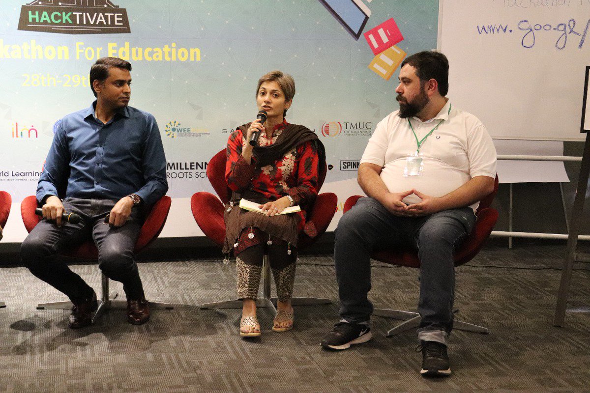 nic_islamabad's tweet photo. We had an insightful panel discussion on "Ed-tech startup and the problems they face" with Faisal Laghari, Talha Munir, Nadya Karim Shaw and Noman Bukhari on day one of the #NICHactivate! More to come, stay tuned!
#RiseWithNIC #HackToEducate https://t.co/yqL6lBGSOj