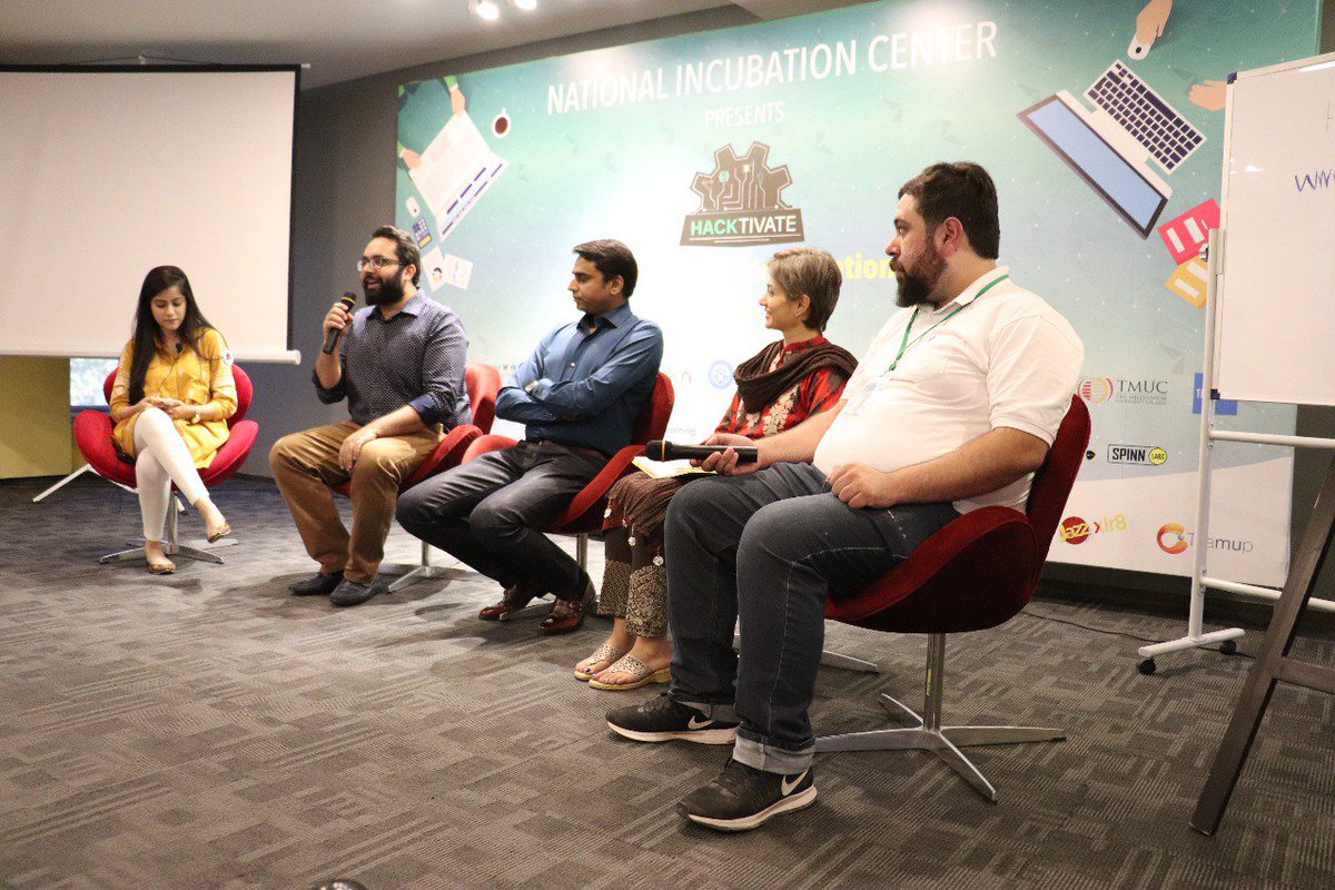 nic_islamabad's tweet photo. We had an insightful panel discussion on "Ed-tech startup and the problems they face" with Faisal Laghari, Talha Munir, Nadya Karim Shaw and Noman Bukhari on day one of the #NICHactivate! More to come, stay tuned!
#RiseWithNIC #HackToEducate https://t.co/yqL6lBGSOj