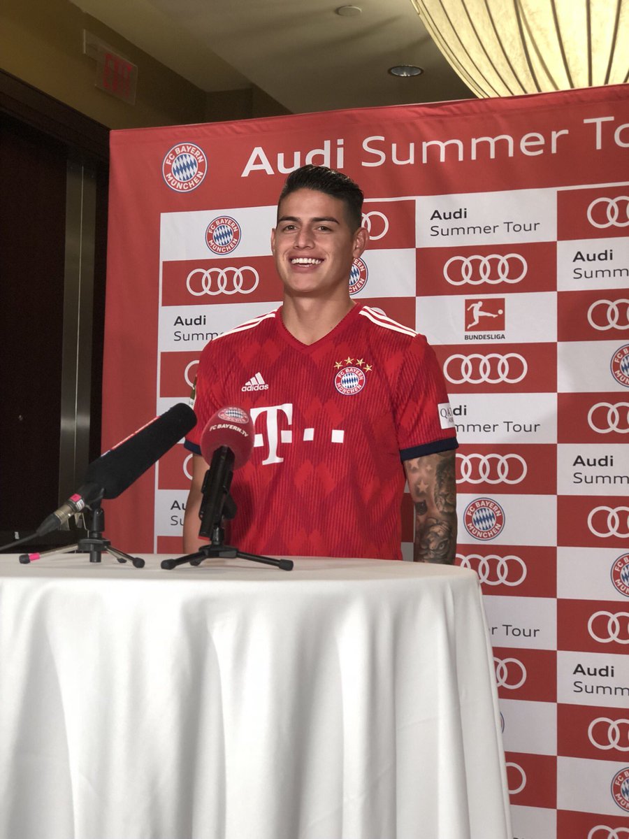💬 @jamesdrodriguez: 'I know there are a lot of rumours, but I am happy in Munich and I am only thinking about #FCBayern!' 

#MiaSanMia #AudiFCBtour #VisitingFriends