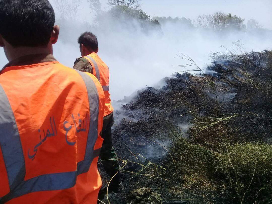 SyriawatanNews's tweet photo. #حمص: تمكن الدفاع المدني وفوج إطفاء حمص من إخماد حريق كبير نشب في الأراضي الزراعية الواقعة بين #هرقل و #عرقايا بريف حمص الغربي حيث طالت النيران المحاصيل الزراعية وأشجار الزيتون في المنطقة. https://t.co/9edG0pedsG