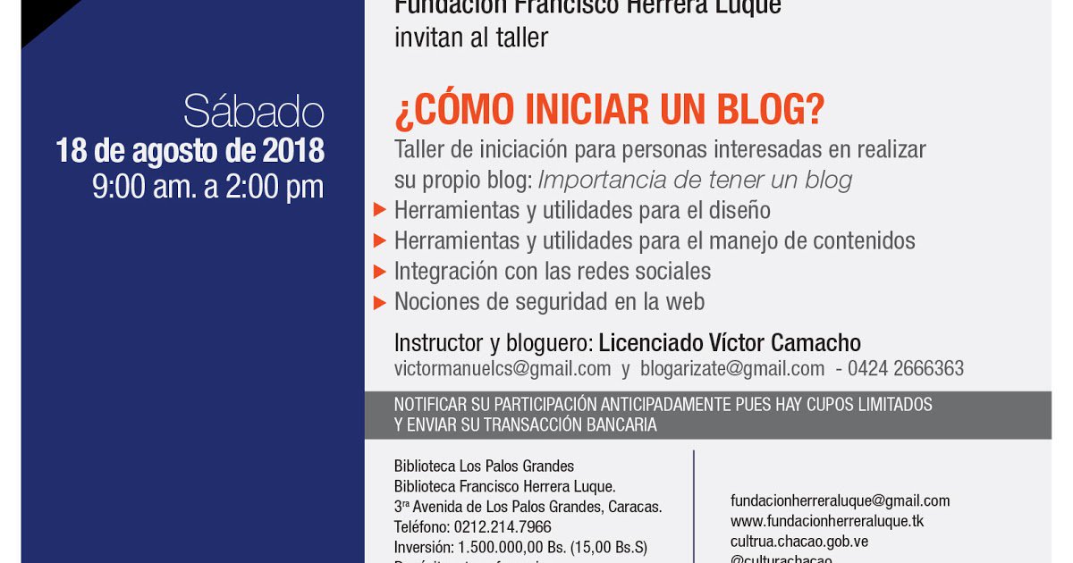 Taller "¿Cómo iniciar un blog?" (18/08/2018) dlvr.it/Qd4bZv