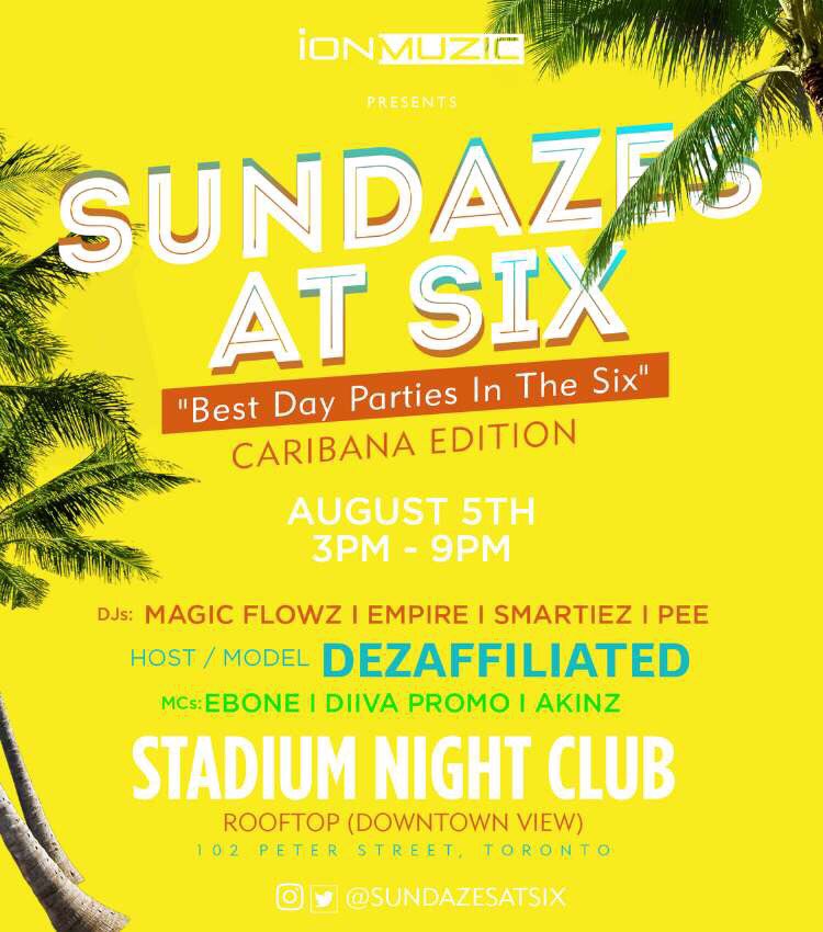 iOnMuzic's tweet photo. Biggest Day Party In Toronto CARIBANA SUNDAY! #SundazesAtSix https://t.co/qiqzkEnMM7 https://t.co/JGJccxVm5S