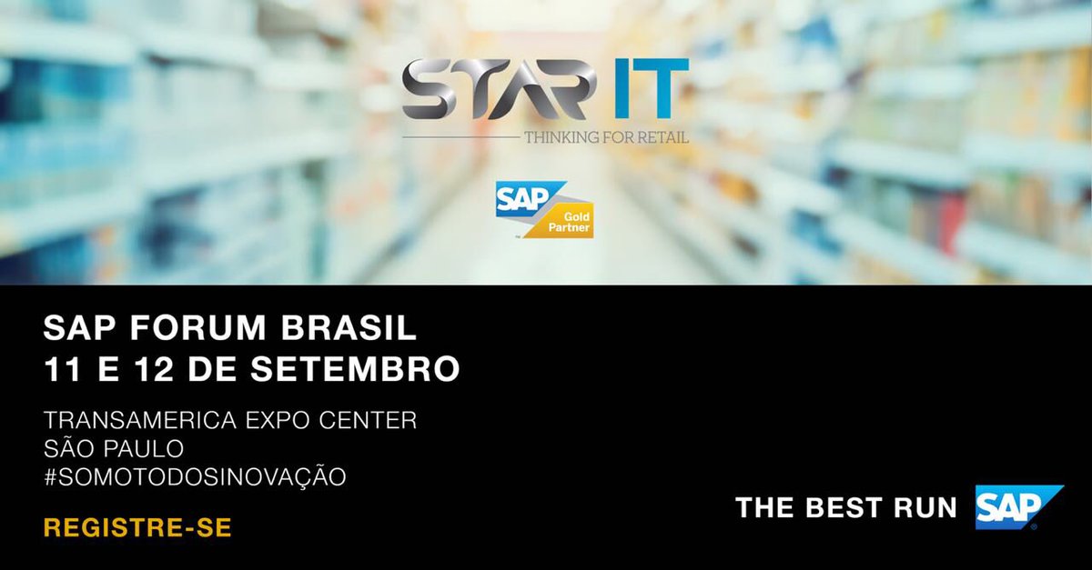 staritretail's tweet photo. A STAR-IT irá apresentar todo portfólio de soluções SAP para o varejo e cases de sucesso.
Não percam!

Registre-se
https://t.co/6pNrptS5Nk https://t.co/8syMQGC8KD