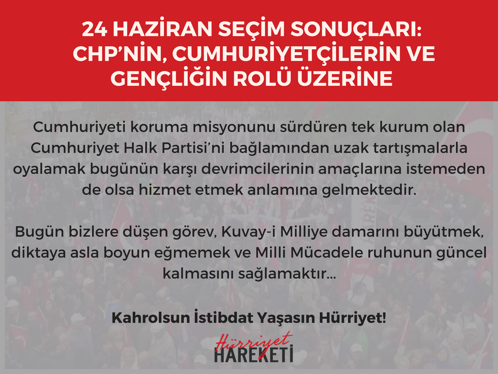 hurriyethareket's tweet photo. 24 Haziran: CHP’nin, Cumhuriyetçilerin ve Gençliğin Rolü Üzerine
https://t.co/tIFxExDizO https://t.co/0TdHZYZe9b