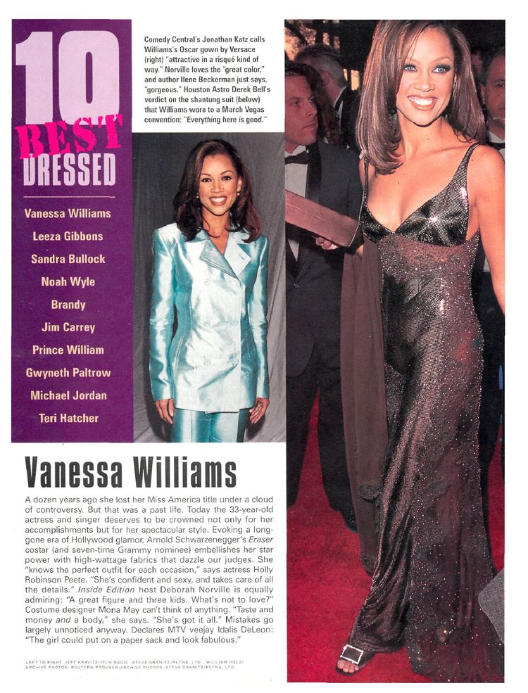 By the end of 1996, Vanessa was a full-fledged crossover star having had success in both music and film. She appeared on People Magazine's 50 Most Beautiful list and was cited as one of the best dressed celebrities that year by the magazine.