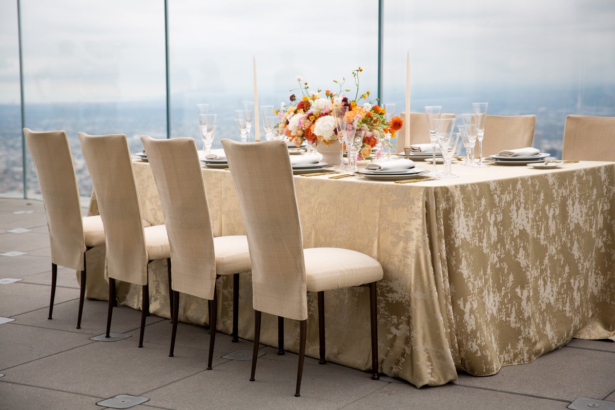 BrightRentals's tweet photo. Tie this together with the elegant Parchment Linette from the Chameleon Chair Collection and the sophisticated Cirrus Gold from Napa Valley Linens. Your guests will be ready for a champagne afternoon! ...  Follow us next week as we heat up in the desert! #SummerCollection2018 https://t.co/zMC1rT1PTA