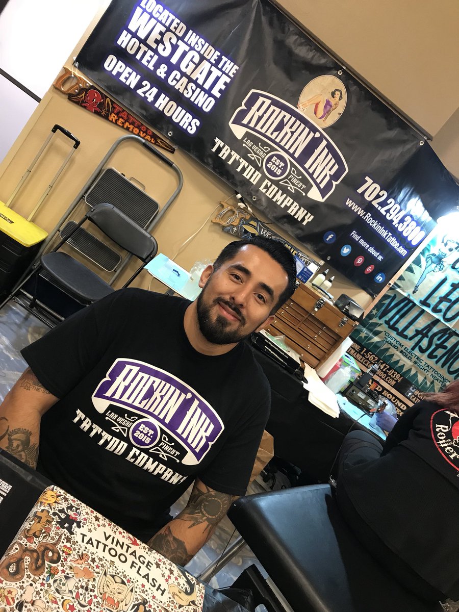 RollerconMC's tweet photo. Visit Raphael at the Rockin’ Ink Tattoo Company booth behind track C2 or the shop on the west side entrance of @WestgateVegas for #RollerCon2018 deals! https://t.co/dX4ozHdKDH
