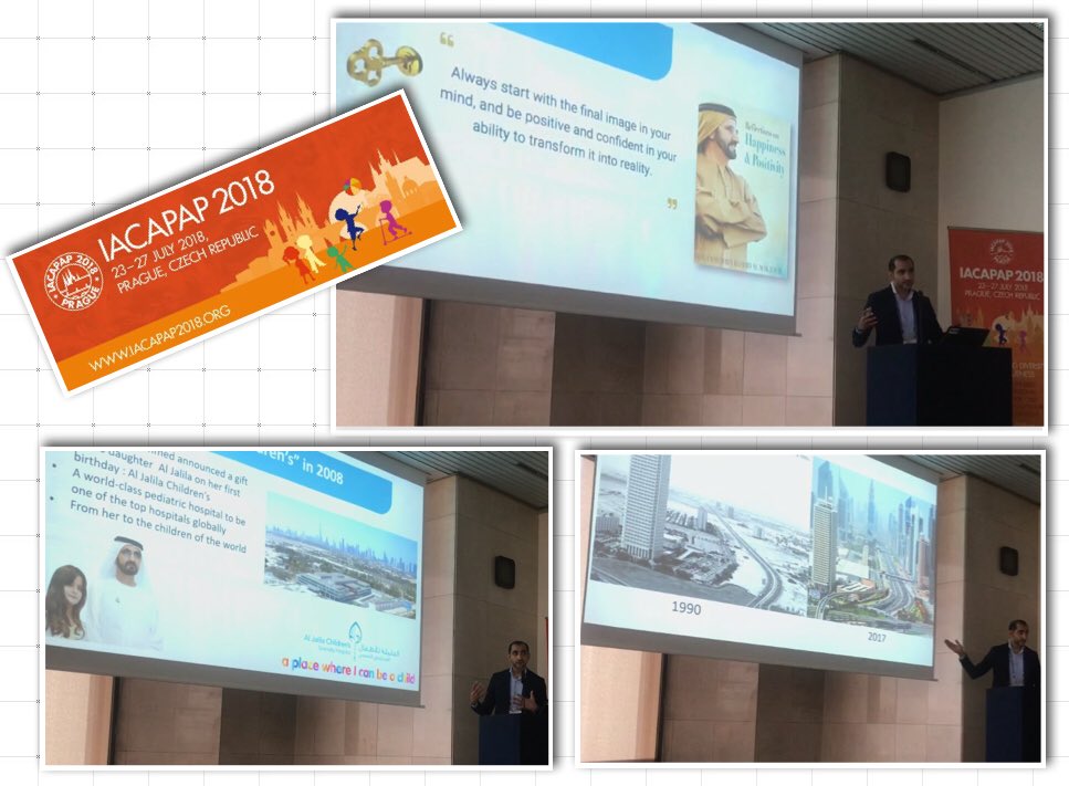 Albanna_MD's tweet photo. Sharing a quote from @HHShkMohd with the world at #IACAPAP2018 Congress #Prague “always start with the final image in your mind,and be positive and confident in your ability to transform it to reality“ 
#Dubai is a living example! Key lesson in setting up #mentalhealth services https://t.co/xMge5h0Xc0