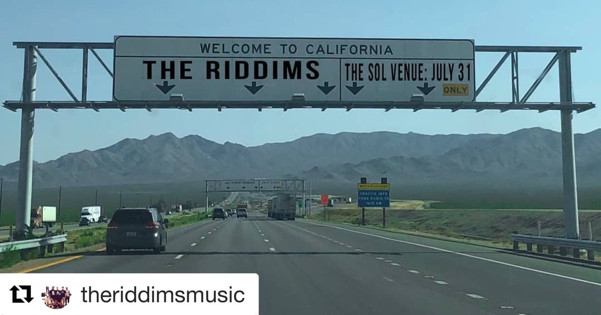 TheRiddimsMusic's tweet photo. We're back in Cali! Catch us in Carson, CA at the @solvenue July 31st! We will be jamming alongside @twopeacemusic and @italvibes 
Tickets are only $8 
21+
Event ends at 11:30 PM 
#TheRiddims #HighDesertReggae #SeeYouAgainTour #ItalVibes 
#TwoPeace 
#SolVenue https://t.co/YncFVrS96R