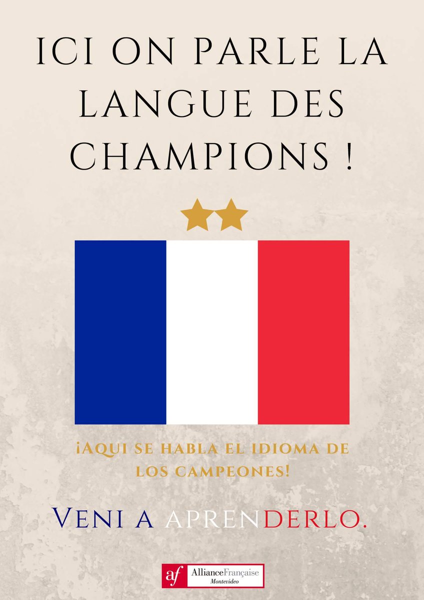 AFmontevideo's tweet image. Inscripciones 2do semestre a los cursos de francés! Vos también aprendé el idioma de los campeones #AF #cursosfrances @FranceenUruguay