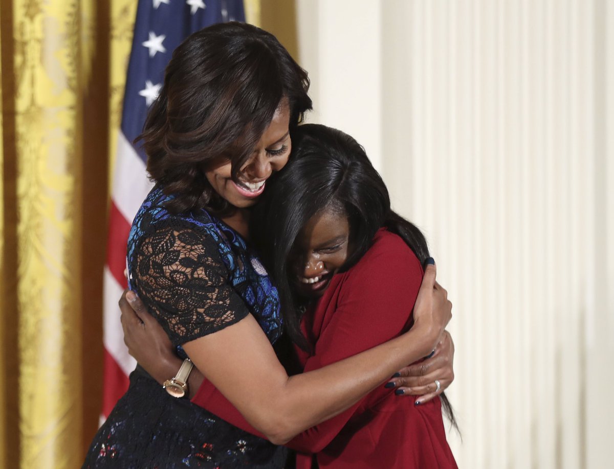AuthorJoeNBrown's tweet photo. Who needs an #ObamaHug? Michelle or Barack, it doesn't matter. I need a hug ๐ค. #BarackORMichelleObama https://t.co/veNhyOIXJn