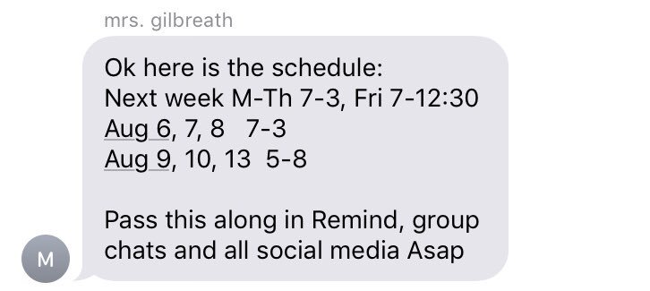 here’s the schedule for the next two weeks