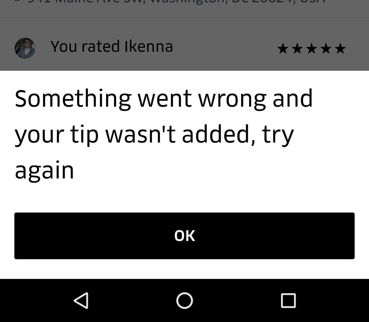 traviswvu's tweet photo. @Uber_Support My awesome @uber driver Ikenna went above and beyond, but your app is not allowing me to add an additional tip.  Can you help? https://t.co/sYgeHAnHJ3