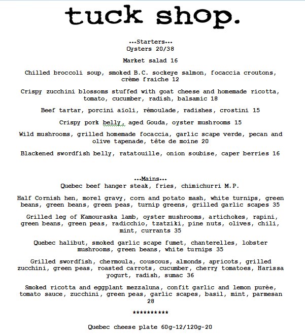 TuckShopMTL's tweet photo. Menu pour samedi le 28 juillet
Menu for Saturday July 28th https://t.co/jK5EpSHxfB