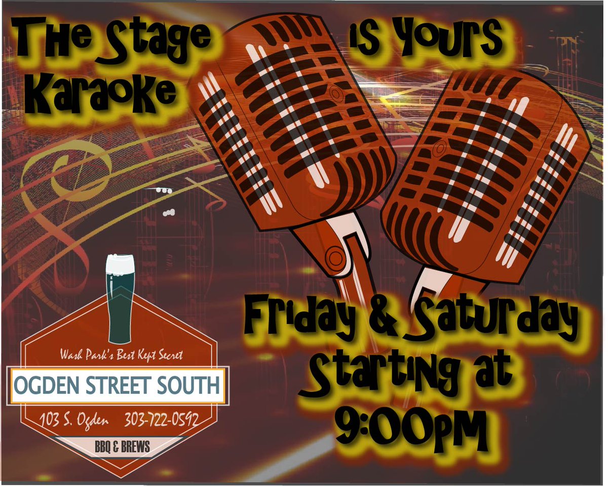 Hey #WCKaraoke fans at #wcdenver after the after party ends at 9:00pm, let's head over to Ogden Street South to sing some karaoke: ogdenstsouth.com  

Join in!  
(note: no singing or drinking required, just a desire for fellowship with your WC friends)