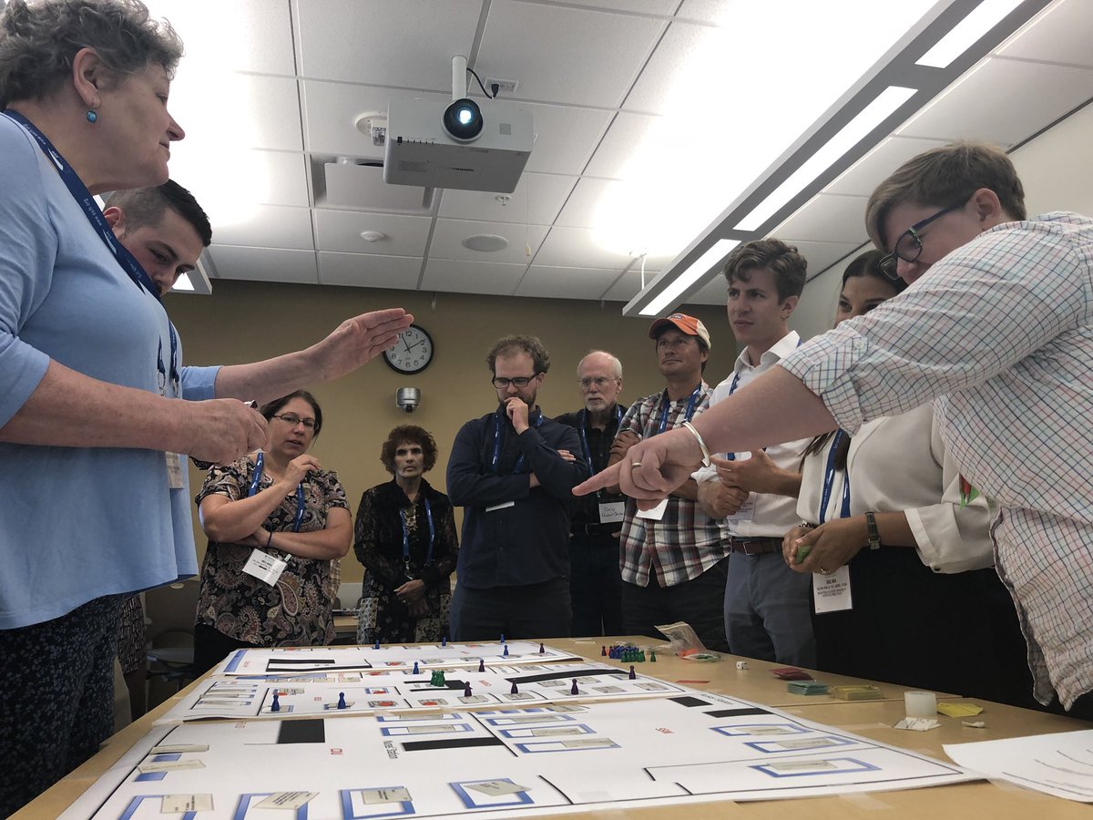 drsalwamalik's tweet photo. We weren’t expecting that! Our Board game had a fantastic response from US ED nurses, sim techs, educators etc. Described as “awesome!” & “our ER needs this!”. Eye-opening to know that overcrowding is just as common in ERs here. #SimOps2018 @_hvh_ @BSUHSimulation @BSUHeducation https://t.co/zoF7gX0GCo