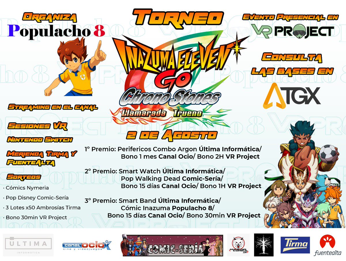 VRProject_es's tweet image. Prepara tu 3DS, afina tu formación y te esperamos el próximo día 2 de Agosto en #VRProject. Tenemos el día cargado de sorteos, actividades y merienda. 
Participa en el torneo de @Populacho8 
Información y registro, como siempre en @TGXes 
#nintendo #3DS #InazumaEleven #torneo