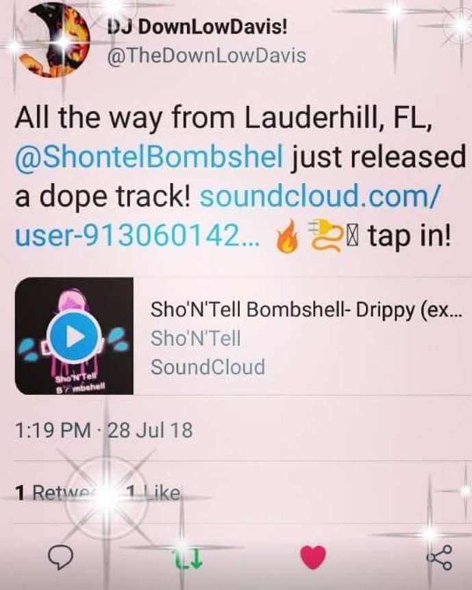 BombshellBombae's tweet photo. #Coast2Coast #drippy💦 #shontellbombshell #upcomingartist #FemaleRapper #Broward #southflorida #SoundCloud #upnext #next2blow #dripdoll 💧 https://t.co/vG4g6urpBZ