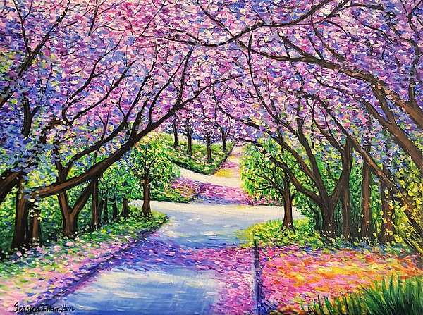 JessTHamilton's tweet photo. New artwork for sale! - "Path of Jacaranda Trees 12x16" - https://t.co/V5zotLY905 @fineartamerica https://t.co/eIBxC7gggl